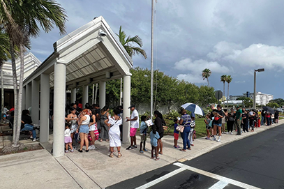 line outside 2024 Back to School Health Fair